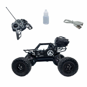 Home rechargeable rc rock crawler remote control car for kids (black) | big size off road 2wd monster truck with water mist smoke effect | high speed all terrain racing toy | lithium battery car | ages 6+